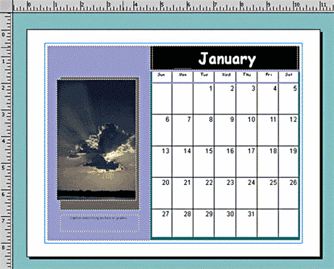 A calendar, with a photo of an eagle to the left and dates to the left