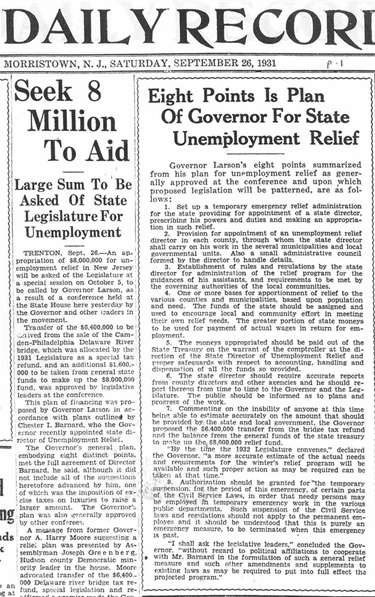 Daily Record, September 26, 1931: Seek 8 Million to Aid