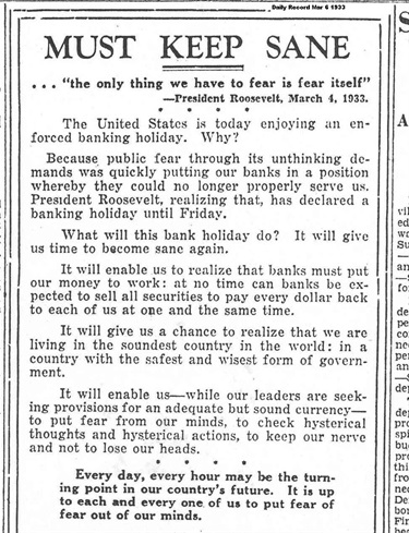 March 6, 1933: Must Keep Sane