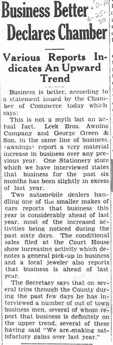 June 25, 1930: Business Better Declares Chamber