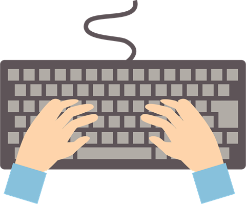 clipart hands on keyboard