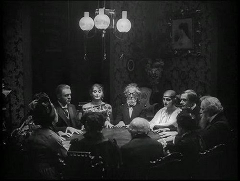 18th century style photo of a seance